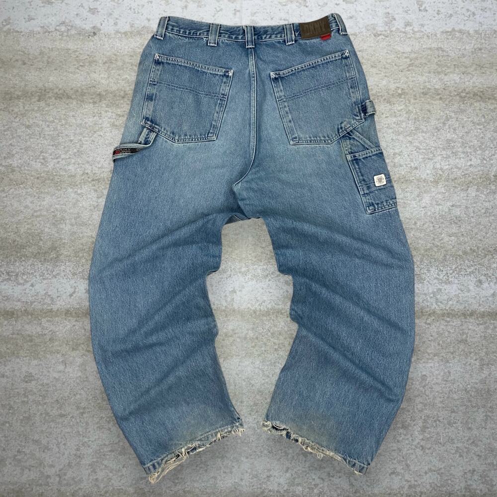 Vintage Y2K DKNY Skater Carpenter Jeans 36x32 Baggy Wide Leg Light Wash Denim
